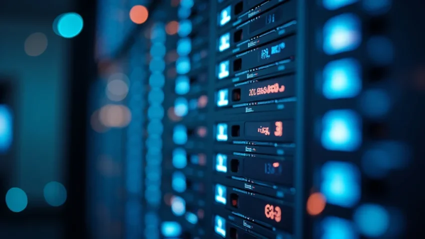 The image shows a person researching website hosting review options on a laptop screen.