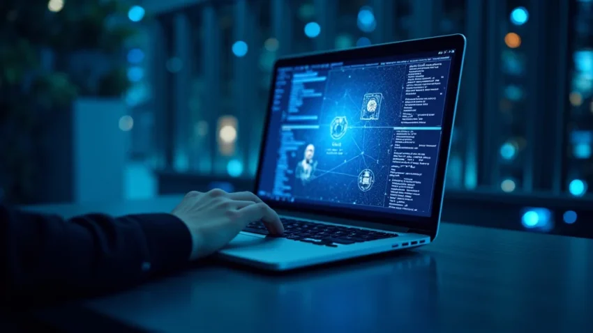 The image shows icons representing online services, a laptop, and charts, highlighting free web hosting reviews.