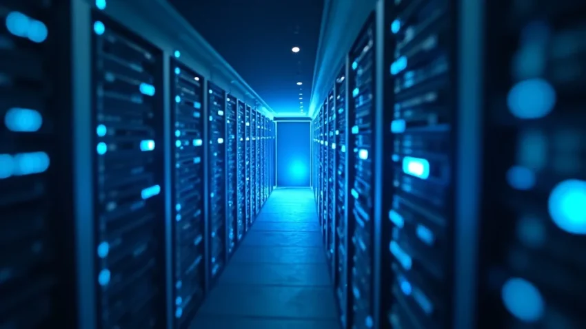 The image shows a collage of server racks representing the Top Enterprise Web Hosting Reviews Guide.