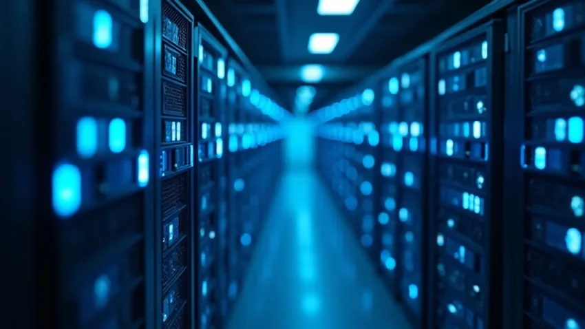 The image shows a laptop displaying a comparison of top fully managed web hosting services.